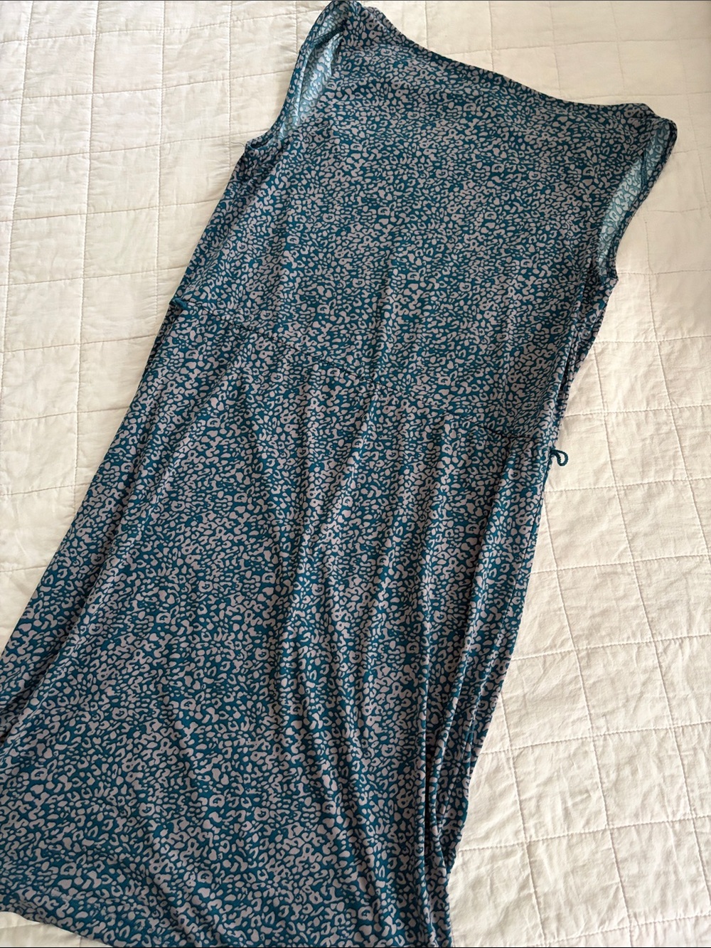 Banana Republic Teal Blue Leopard-Print Midi Dress with Tie Waist - Picture 4 of 5
